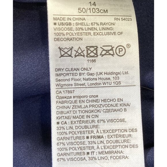 Banana Republic Linen Blend Skirt size 14 Blue White Polka Dot Preppy Boho Party - Picture 6 of 6